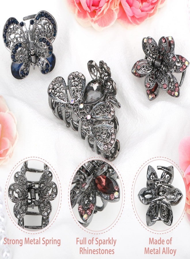 كيلوفلاي مجموعة مشابك شعر معدنية عتيقة من الكريستال من كيلوفلاي، 3 قطع، للشعر الطويل والكثيف - Image 3