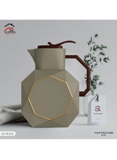 Alostoura Attractive One Piece Tea and Coffee Thermos, Dark Grey/Wooden Handle  - Image 1