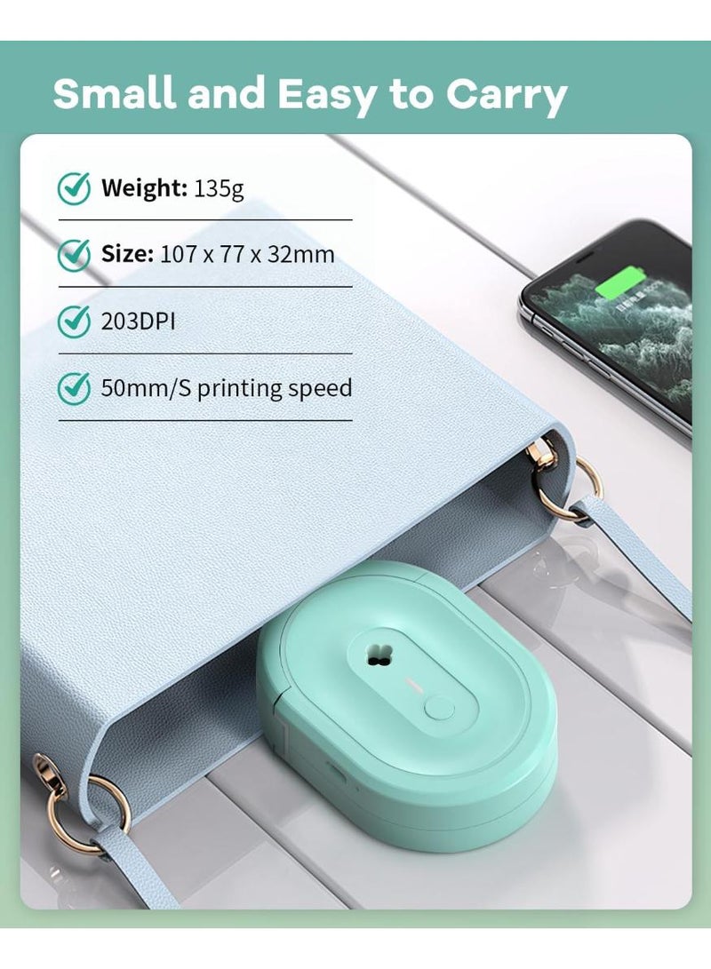 Nada N12 Portable Bluetooth Label Maker Machine with Tape, Inkless Thermal Sticker Printer, Mini Wireless Barcode Labeler with App Templates for Home Office Organization (Green) - Image 2