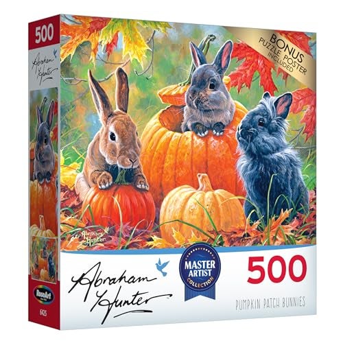 RoseArt Abraham Hunter Pumpkin Patch Bunnies 500 Piece Jigsaw Puzzle for Adults - Image 5