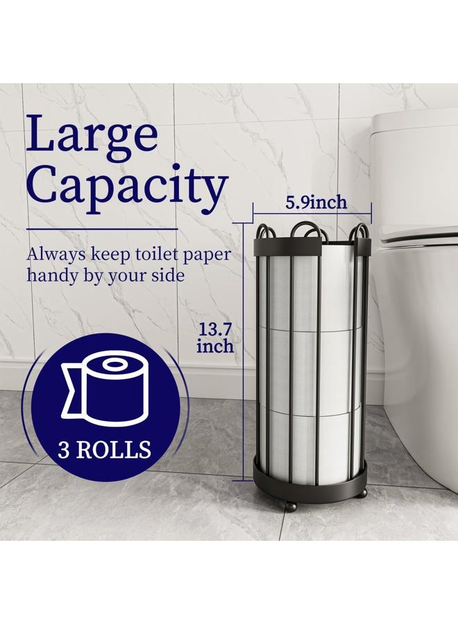 Epicano Toilet Paper Holder Stand, Freestanding Toilet Tissue Organizer, Minimalistic Storage Solution, Holds Mega Rolls-Modern Black - Image 2