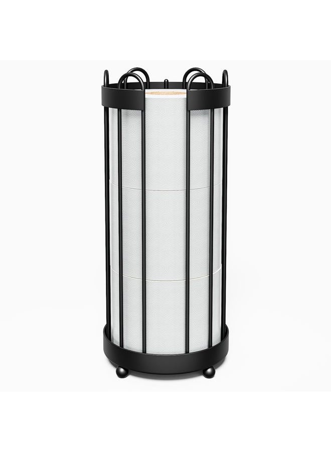 Epicano Toilet Paper Holder Stand, Freestanding Toilet Tissue Organizer, Minimalistic Storage Solution, Holds Mega Rolls-Modern Black - Image 1