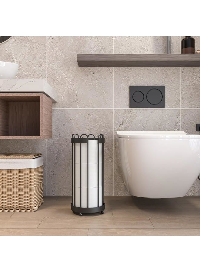 Epicano Toilet Paper Holder Stand, Freestanding Toilet Tissue Organizer, Minimalistic Storage Solution, Holds Mega Rolls-Modern Black - Image 5