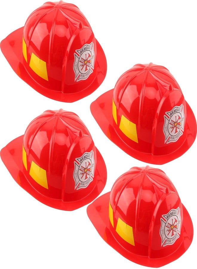 Cotiny 4 Pack Kids Firefighter Hats Plastic Fire Helmet Fireman Costume Hat for Kids Fireman Cosplay Halloween Party Decor (Color Style 1) - Image 1