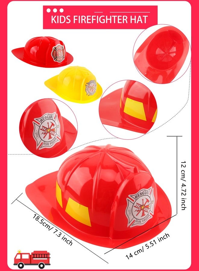 Cotiny 4 Pack Kids Firefighter Hats Plastic Fire Helmet Fireman Costume Hat for Kids Fireman Cosplay Halloween Party Decor (Color Style 1) - Image 2