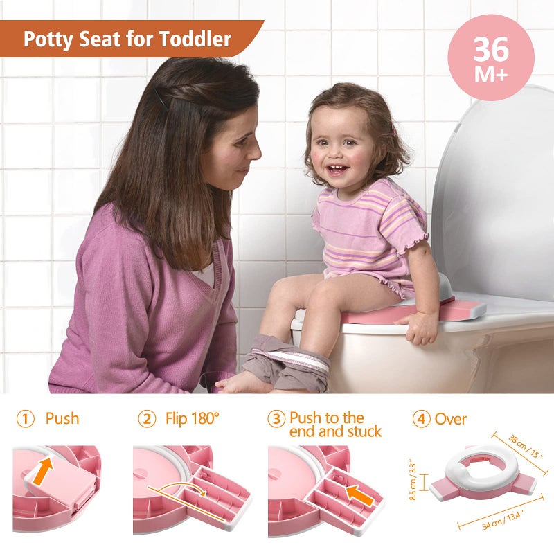 MCGMITT Portable Potty Seat for Kids Travel - Foldable Training Toilet Chair for Toddler Girls with Storage Bags for Outdoor and Indoor Easy to Clean(Pink) - Image 3
