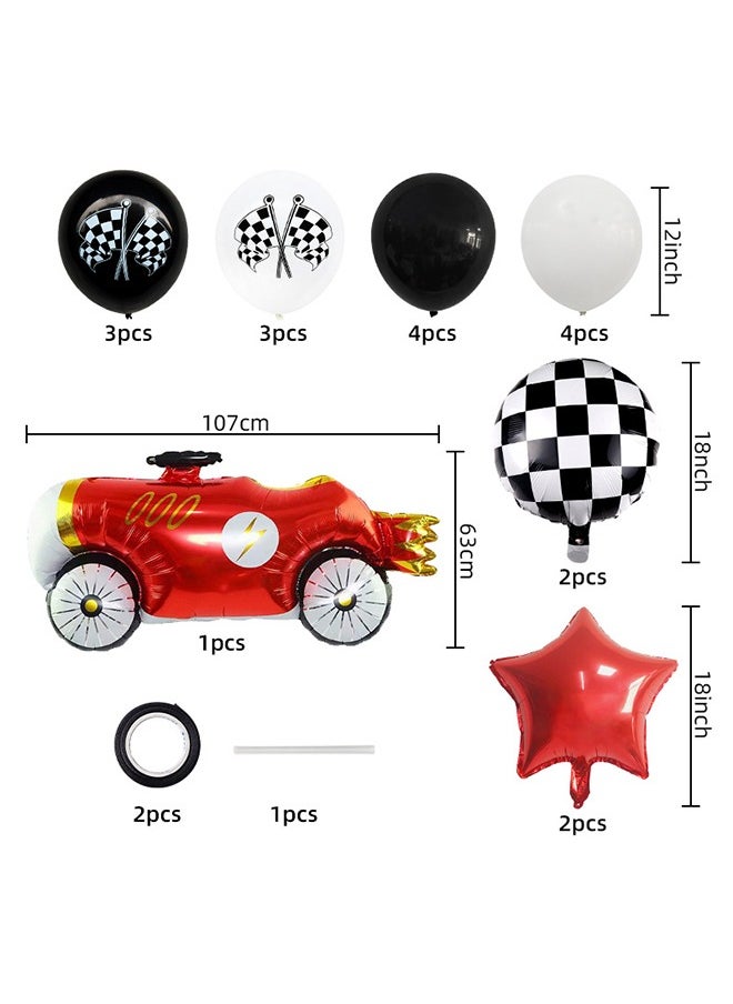 Organizer - Race Car Balloons Set,Large Monster Truck Balloons Target Flag Balloon Star Balloon for Kids Race Car Birthday Party Racing Theme Party Decorations - Image 1
