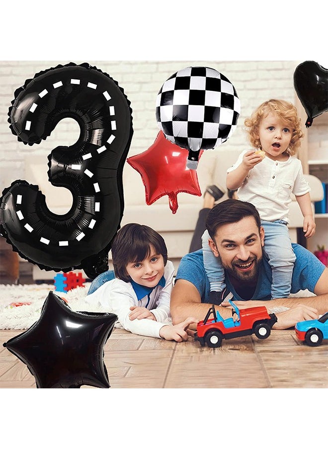 Organizer - Race Car Balloons Set,Large Monster Truck Balloons Target Flag Balloon Star Balloon for Kids Race Car Birthday Party Racing Theme Party Decorations - Image 1