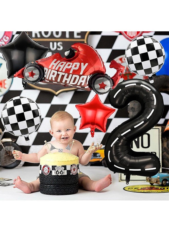 Organizer - Race Car Balloons Set,Large Monster Truck Balloons Target Flag Balloon Star Balloon for Kids Race Car Birthday Party Racing Theme Party Decorations - Image 1