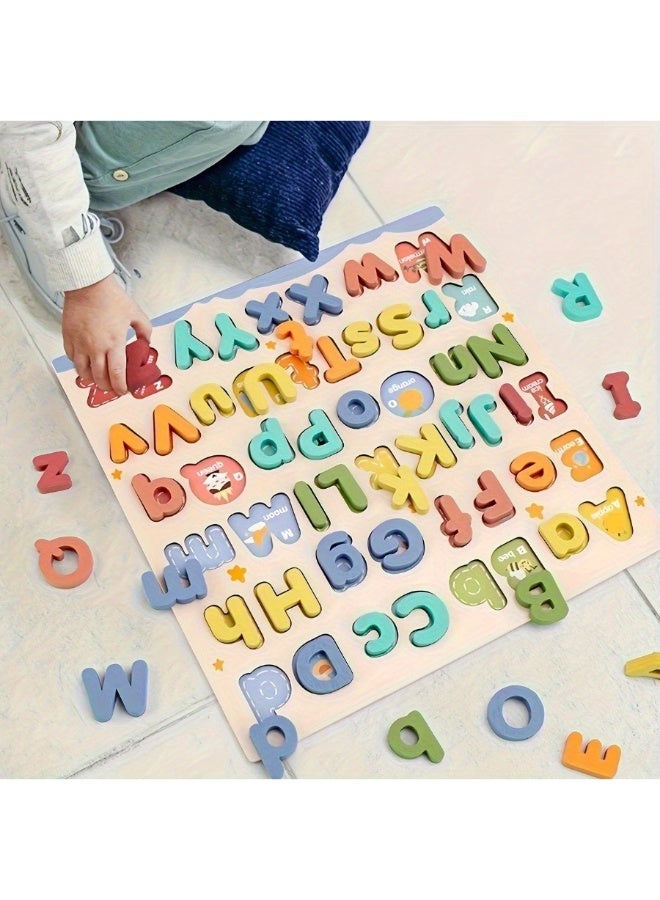 لوح الحروف الخشبي للأطفال، تعلم الأحرف الكبيرة والصغيرة، أدوات مونتيسوري التعليمية، تدريب تهجئة اللغة الإنجليزية، تنمية التنسيق بين اليد والعين، ألعاب خشبية آمنة وصديقة للبيئة، هدية للأولاد والبنات 2-6 سنوات، تنمية الإدراك، تعليم تفاعلي بين الأهل والطفل - Image 4