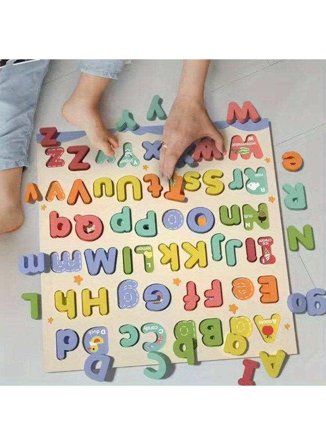 لوح الحروف الخشبي للأطفال، تعلم الأحرف الكبيرة والصغيرة، أدوات مونتيسوري التعليمية، تدريب تهجئة اللغة الإنجليزية، تنمية التنسيق بين اليد والعين، ألعاب خشبية آمنة وصديقة للبيئة، هدية للأولاد والبنات 2-6 سنوات، تنمية الإدراك، تعليم تفاعلي بين الأهل والطفل - Image 2