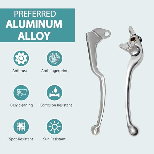 LE LEFOSSI Premium Aluminum Motorcycle Brake & Clutch Lever Compatiable with Suzuki GSR 750 2011-2012 GSR 650 2006-2011 DL650 V-Strom 2004-2006 SFV650 Gladius 2009-2012 - Safety Smooth Brake, Polished - Image 2