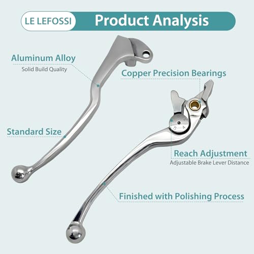LE LEFOSSI Premium Aluminum Motorcycle Brake & Clutch Lever Compatiable with Suzuki GSR 750 2011-2012 GSR 650 2006-2011 DL650 V-Strom 2004-2006 SFV650 Gladius 2009-2012 - Safety Smooth Brake, Polished - Image 3