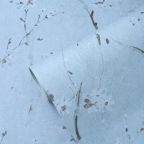 ROSASTELLA Self Adhesive Decorative Peel Stick Waterproof Blue Cherry Wallpaper Wall Decor Removable Wall Paper for Living Room Hall Decoration PVC Vinyl DIY Wall Stickers 45x304cm - Image 2