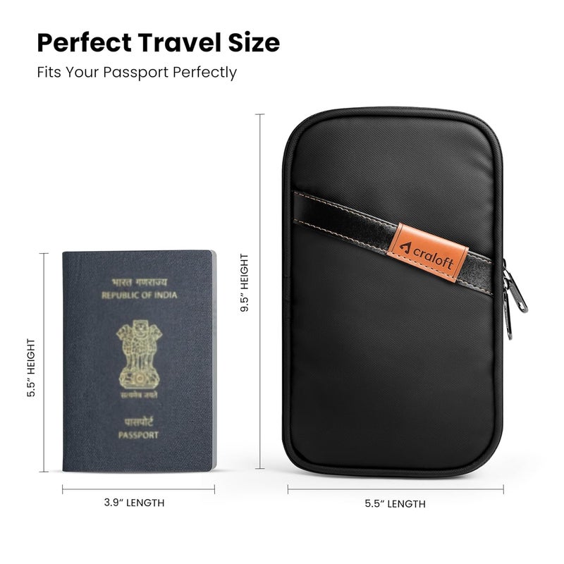CRALOFT Store Family Passport Cover for Men and Women | 6 Passport Holder Bag & Wallet for Tickets, Cash, Cards, Visa, and Boarding Pass | Luxury Travel Organizer Pouch (Black) - Image 3