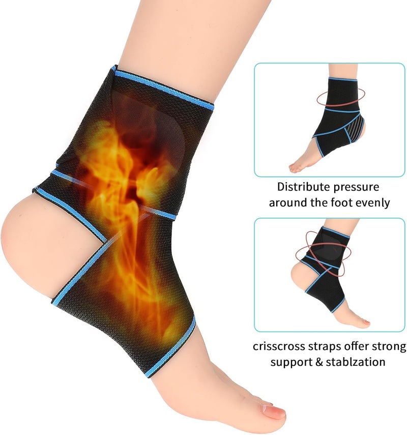 KASTWAVE Ankle Support, Compression Ankle Brace, Adjustable Ankle Support with Wrap, Thin&Light Sports Ankle Strap Sleeves Protector for Sprained Ankle Running Soccer Tennis Gymnastics Working, 1 Pair - Image 5