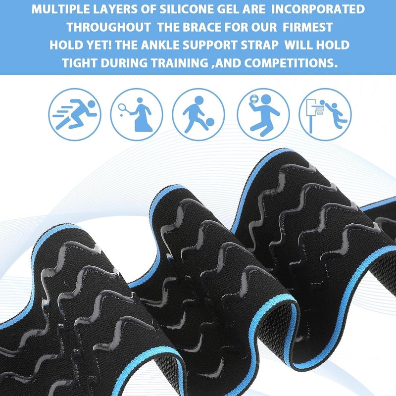KASTWAVE Ankle Support, Compression Ankle Brace, Adjustable Ankle Support with Wrap, Thin&Light Sports Ankle Strap Sleeves Protector for Sprained Ankle Running Soccer Tennis Gymnastics Working, 1 Pair - Image 3