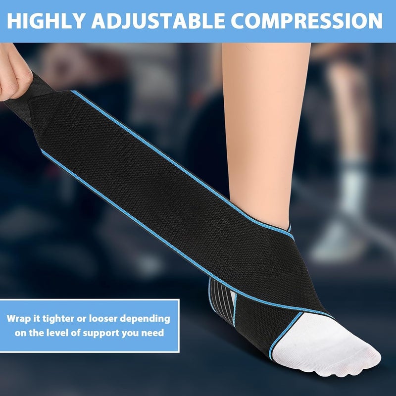 KASTWAVE Ankle Support, Compression Ankle Brace, Adjustable Ankle Support with Wrap, Thin&Light Sports Ankle Strap Sleeves Protector for Sprained Ankle Running Soccer Tennis Gymnastics Working, 1 Pair - Image 4