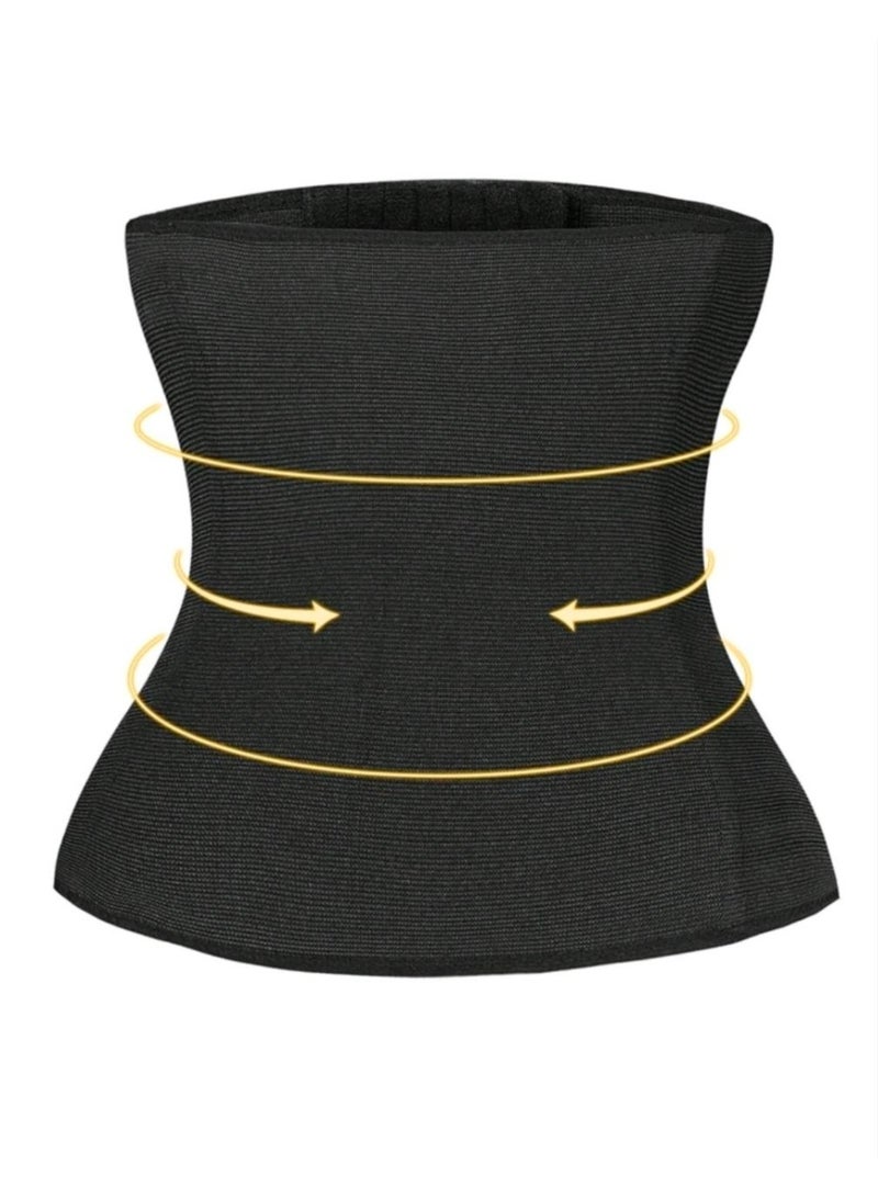 SHEIN-Women's Casual Comfy Plain Fabric Button Front Slight Stretch Waist Trainer For Body Shaping And Support-Black - Image 3