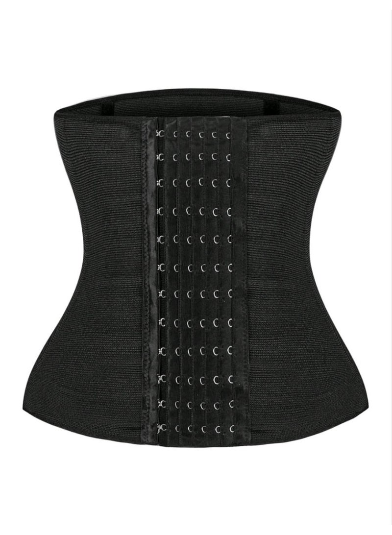 SHEIN-Women's Casual Comfy Plain Fabric Button Front Slight Stretch Waist Trainer For Body Shaping And Support-Black - Image 1