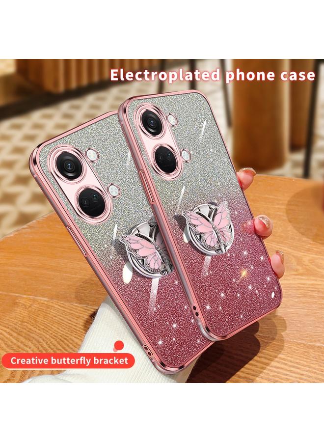 S-TOP Case For OnePlus Ace 2V Plated Gradient Glitter Butterfly Holder TPU Phone Case - Image 3