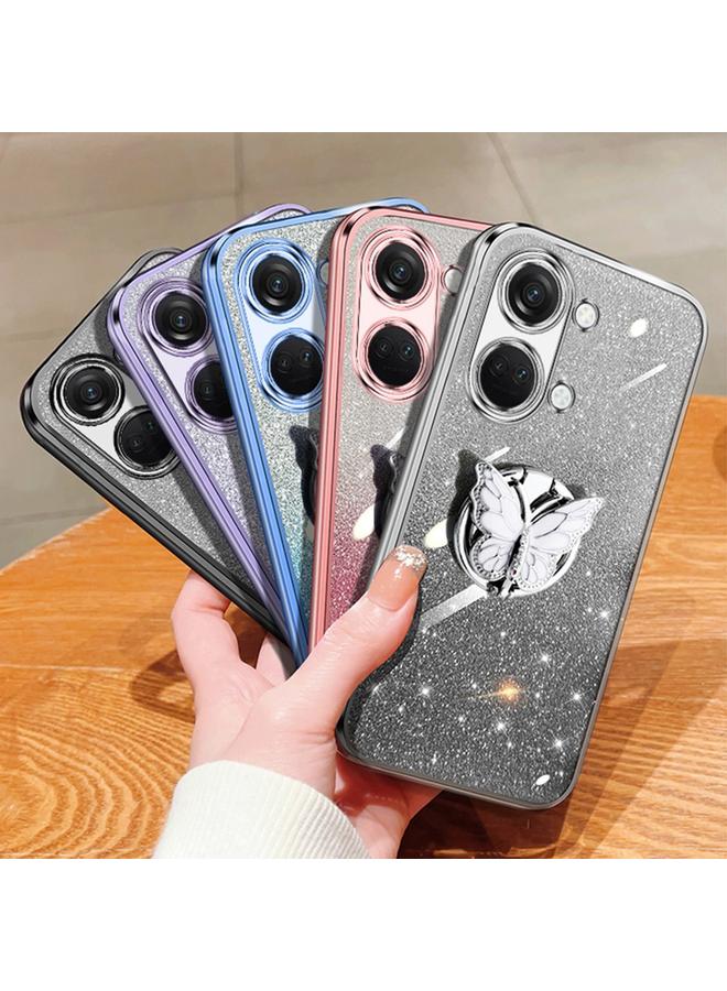 S-TOP Case For OnePlus Ace 2V Plated Gradient Glitter Butterfly Holder TPU Phone Case - Image 2