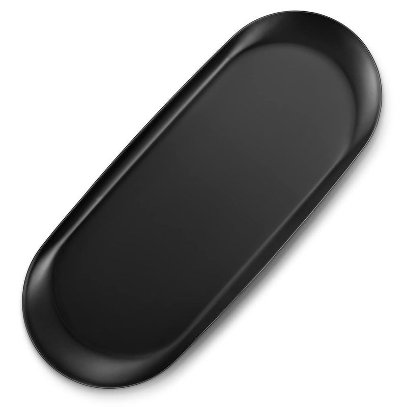 ecooe Extra Large 30 x 12 cm Tray Black Plate Stainless Steel Cosmetic Organiser Small Items Tray  1 Piece Decorative Plate for Jewellery Cosmetics Candles Dessert