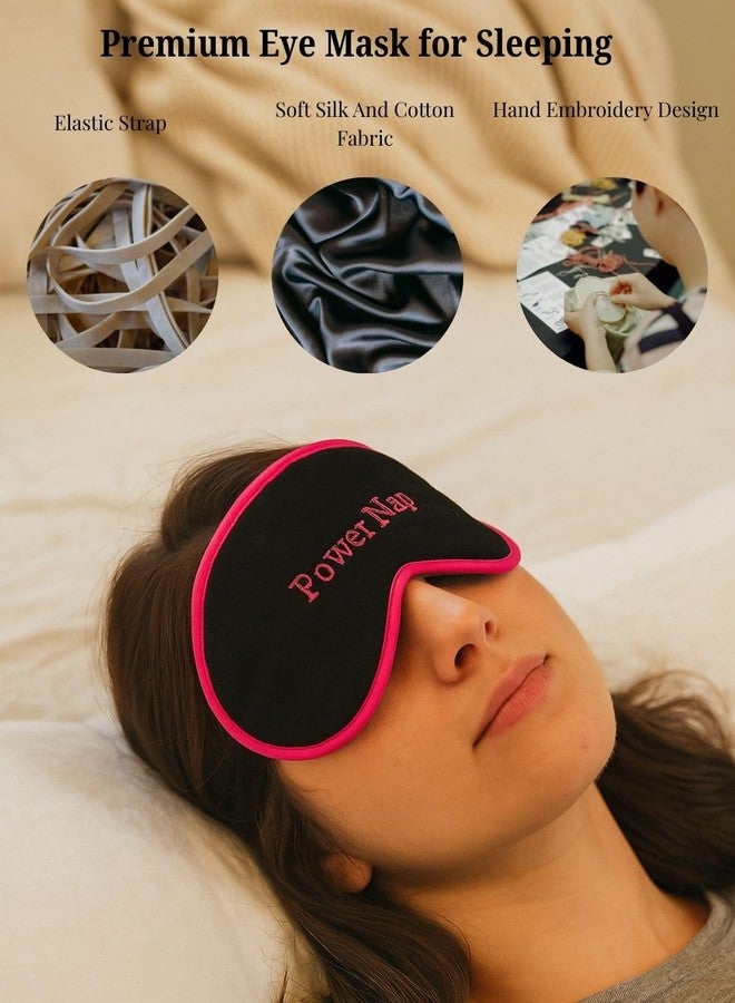 BAND BOX Power Nap Eye Mask for Sleeping with Hand Embroidery Design, Front Cotton & Back Silk Fabric, Soft & Comfortable Eye Cover with Elastic Strap, Travel Sleeping Mask for Men & Women - Perfect for Deep Sleep, Meditation & Relaxation - Image 4