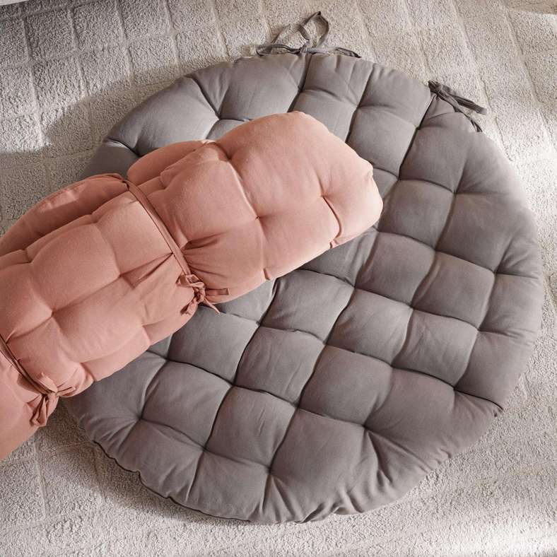 Pan Home Roxy Round Floor Cushion Grey 100Cm - Image 3