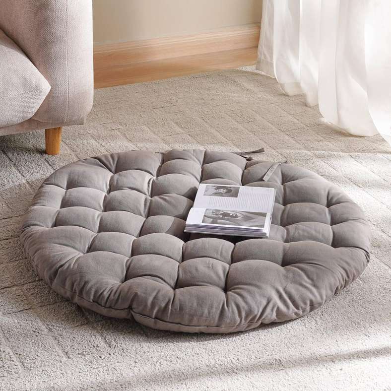 Pan Home Roxy Round Floor Cushion Grey 100Cm - Image 1
