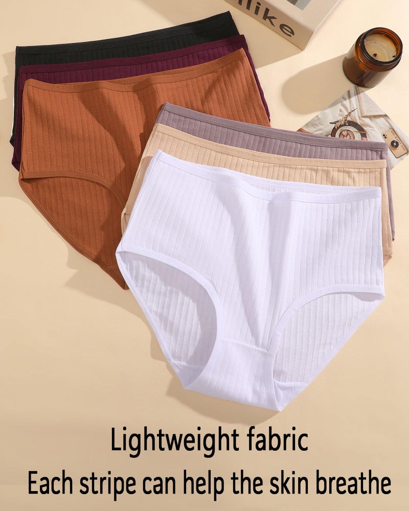 FINETOO Cotton Underwear for Women High Waisted Full Coverage Briefs Soft Breathable Moisture Wicking Ladies Panties 6 Pack - Image 3