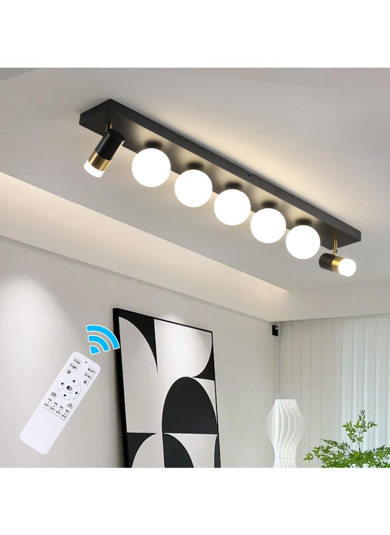 Modern Black LED Ceiling Light Fixture, 7-Light Dimmable Linear Ceiling Lighting with Remote, 39 inch Flush Mount Lamp with Spotlights for Bedroom Living Room Kitchen Island Office Hallway, 35W - pzsku/ZAB00BD0C1C4AD110F0B9Z/45/_/1725876971/535c57b1-6c48-49f9-a086-ac591a7bf615