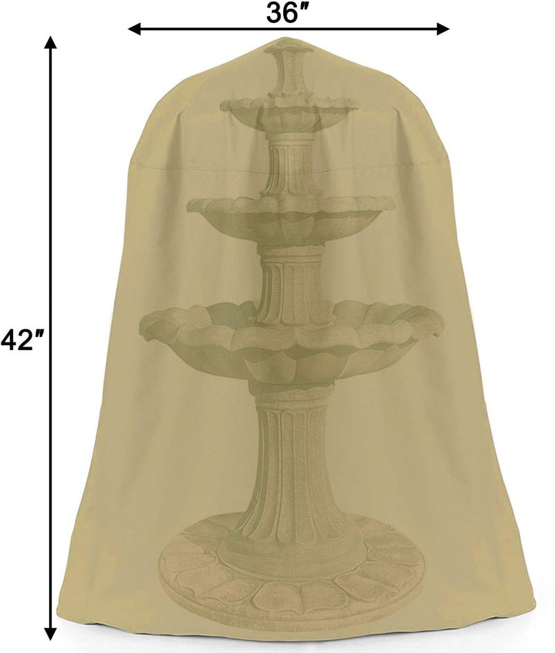 Ogrmar 36"x42" Garden Fountain Cover 600D Oxford Waterproof Dustproof Cover with Locking Drawstring for Winter Outdoor Garden Fountain Statue（36"x42"） - Image 2