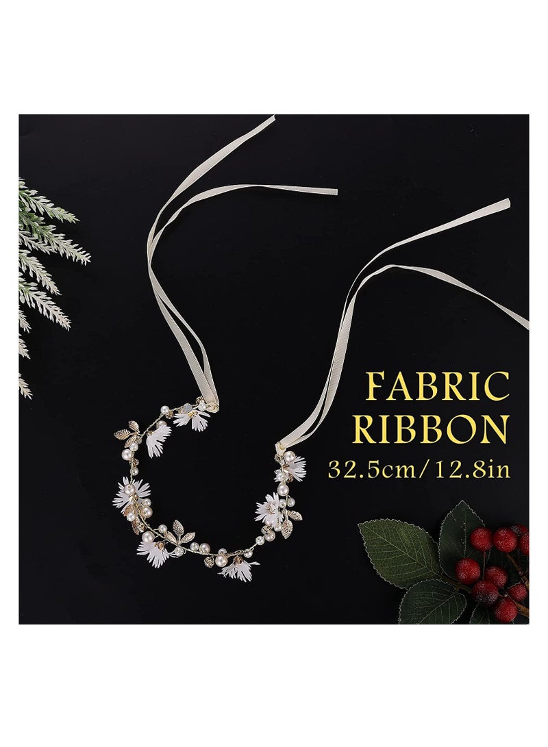 Excefore Crystal Pearl Bridal Headband Bohemian Headpiece Leaf Hair Vine Flower Wedding Hair Accessories - Image 5