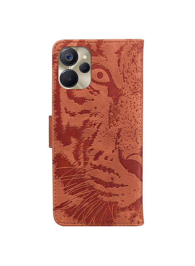 اس-توب جراب هاتف Realme 9i 5G بنمط نقش النمر، جراب هاتف جلدي قابل للطي أفقيًا - Image 3