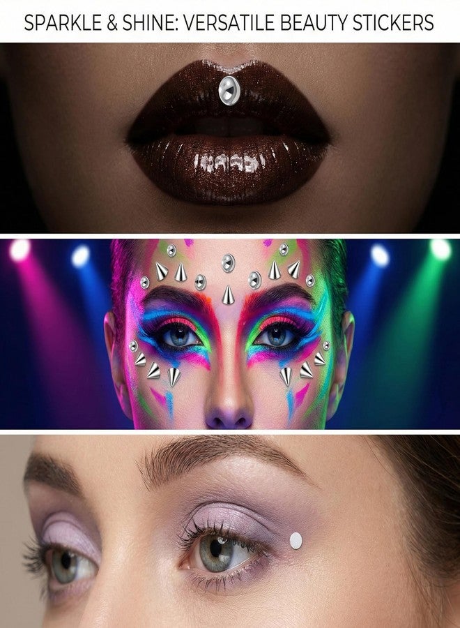 Bruislard Fake Eyebrow Ring, Fake Lip Labret Studs Non-Piercing Eyebrow Piercing Replacement Balls Spike with 100Pcs Sticker and 1 Pcs Tweezers Body Jewelry Nose Rings - Image 5