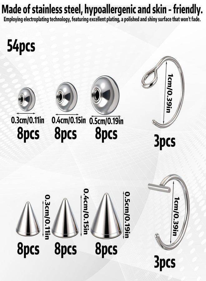 Bruislard Fake Eyebrow Ring, Fake Lip Labret Studs Non-Piercing Eyebrow Piercing Replacement Balls Spike with 100Pcs Sticker and 1 Pcs Tweezers Body Jewelry Nose Rings - Image 2