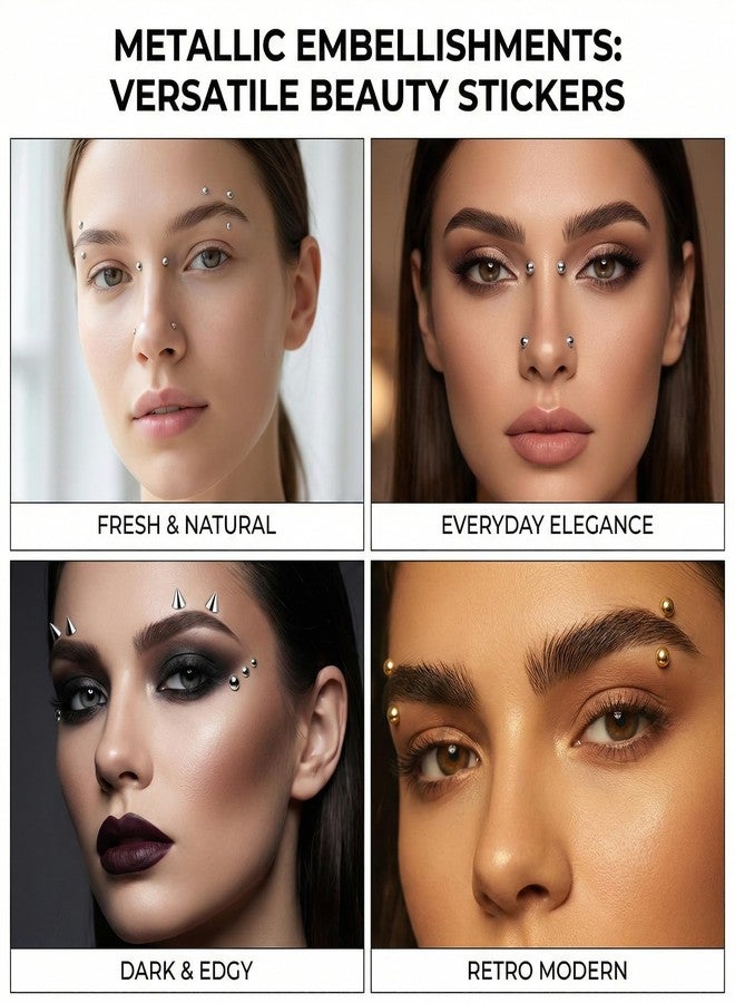 Bruislard Fake Eyebrow Ring, Fake Lip Labret Studs Non-Piercing Eyebrow Piercing Replacement Balls Spike with 100Pcs Sticker and 1 Pcs Tweezers Body Jewelry Nose Rings - Image 3