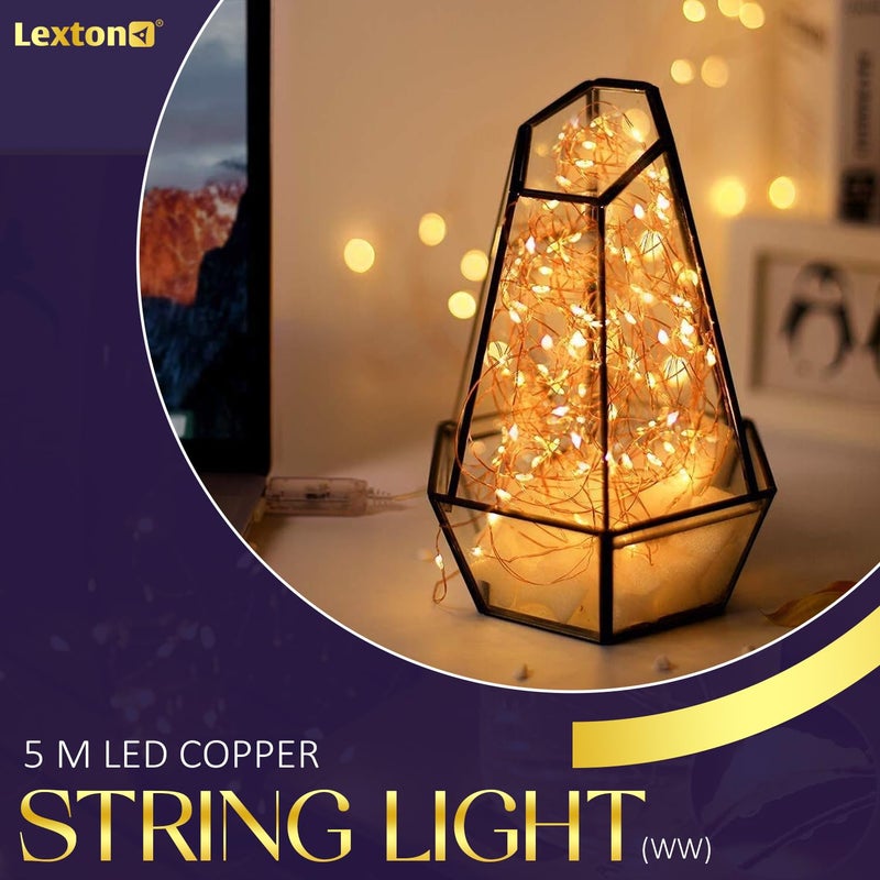 Lexton Lexton Decorative Fairy Copper String Light USB Plug in 5 Meter Long IP65 Protection Suitable for Home Decor Outdoor Decorations Diwali Christmas Party Lawn Pack of 1 Warm White  - Image 4