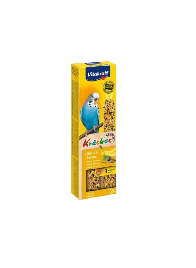 Vitakraft Budgies Bird Snack with Sesame & Banana – Enriched with Vitamins & Minerals – 2 Sticks - German Made