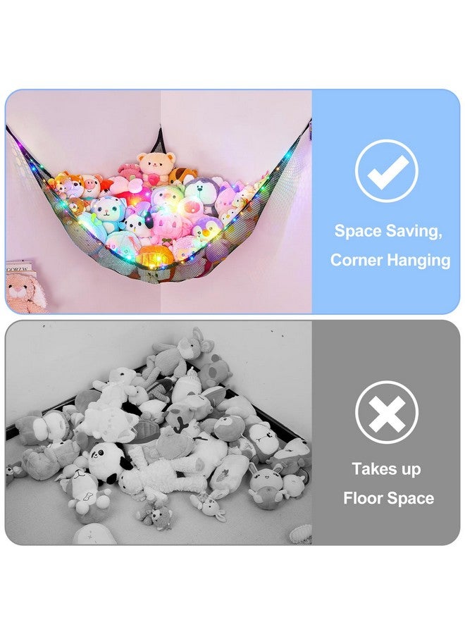 Basumee Stuffed Animals Net Or Hammock With Led Light Hanging Toy Net Hammock For Stuffed Animals Storage Stuff Animals Hammocks For Nursery Kids Room With Remote Control 8 Kinds Of Lights(Pack Of 1) - Image 3