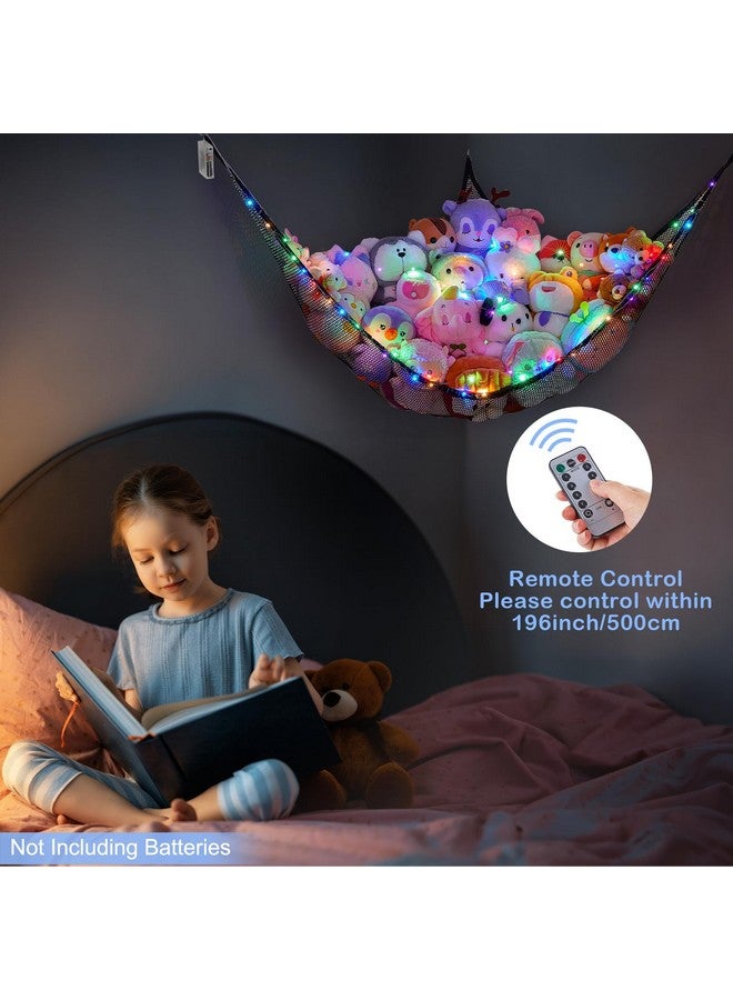 Basumee Stuffed Animals Net Or Hammock With Led Light Hanging Toy Net Hammock For Stuffed Animals Storage Stuff Animals Hammocks For Nursery Kids Room With Remote Control 8 Kinds Of Lights(Pack Of 1) - Image 4