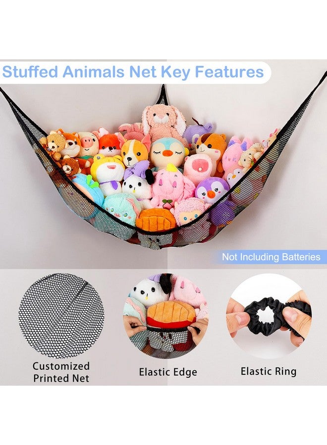 Basumee Stuffed Animals Net Or Hammock With Led Light Hanging Toy Net Hammock For Stuffed Animals Storage Stuff Animals Hammocks For Nursery Kids Room With Remote Control 8 Kinds Of Lights(Pack Of 1) - Image 5