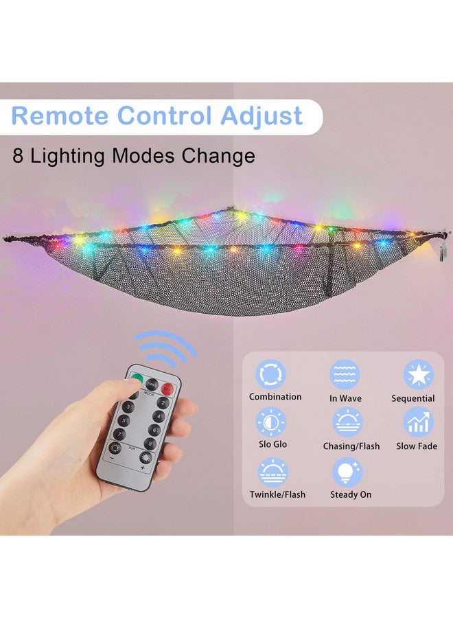Basumee Stuffed Animals Net Or Hammock With Led Light Hanging Toy Net Hammock For Stuffed Animals Storage Stuff Animals Hammocks For Nursery Kids Room With Remote Control 8 Kinds Of Lights(Pack Of 1) - Image 2