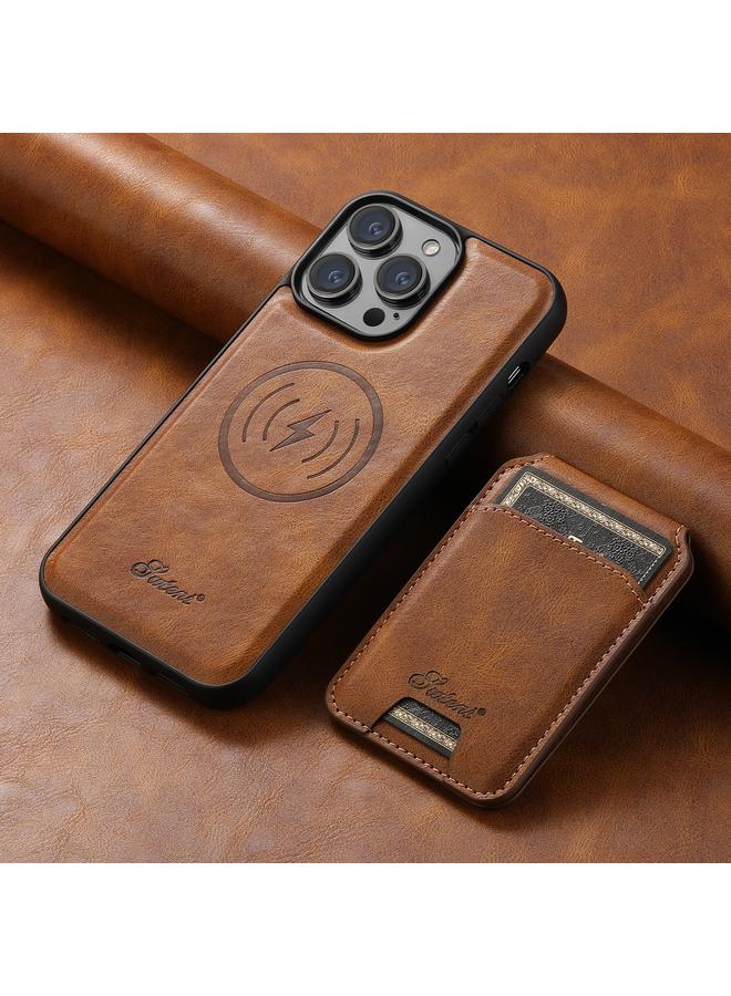 Suteni Case For iPhone 14 Pro H15 MagSafe Oil Eax Leather Detachable Wallet Back Phone Case - Image 2