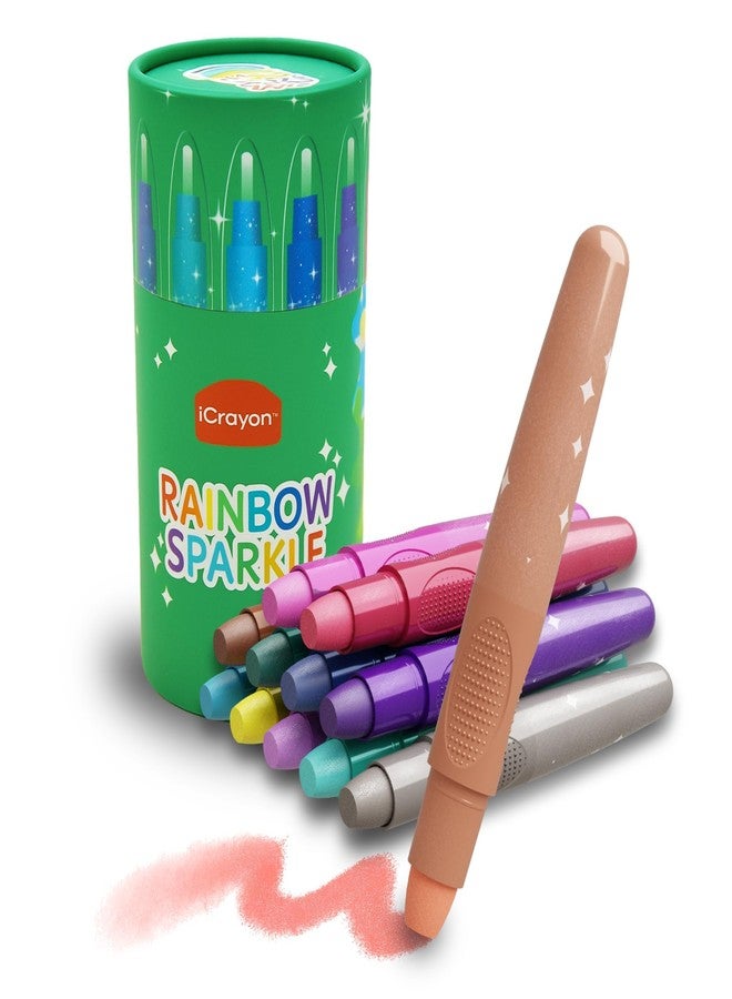 iCrayon 12 Colors Rainbow Sparkle Metallic Watercolor Gel Crayons, Glitter Twistable Crayons for Toddlers, Non-Toxic, Hands Cleand, Washable, Coloring Gifts for Boys and Girls - Image 1
