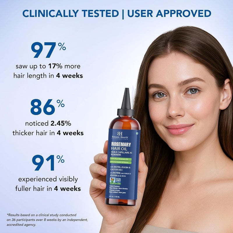 Botanic Hearth Hair Oil for Hair Growth | Rosemary Oil for Hair Growth with Biotin, Castor & Jojoba | Hair Relaxers & Dry Scalp Treatment | Color Safe | All Hair Types | 4 Fl Oz - Image 4