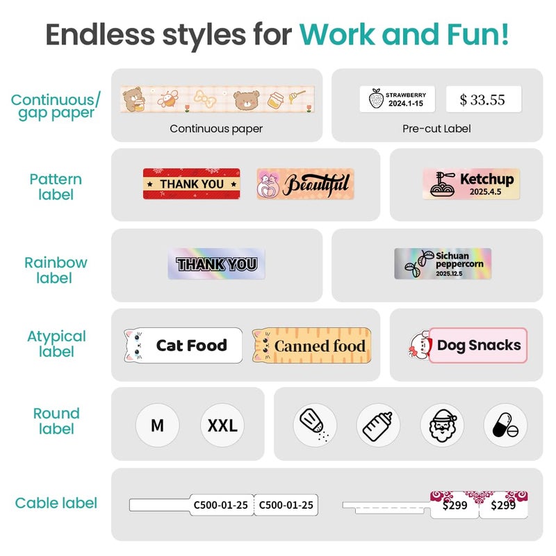 Phomemo Label Maker Machine with Tape, D35 Portable Bluetooth Handheld Label Printer Wireless Mini Labels Maker, Easy to Use with Smartphone Small Sticker Labeler Rechargeable for Home Office organize - Image 4