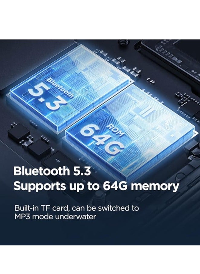 ساناج SANAG B60SPro Max Bone Conduction Headphones Open Ear Wireless Swimming Headphones Built-in 64GB Memory IPX8 Waterproof Sport Earphones Noise Reduction 10H Playtime for Gym Running Cycling(Blue) - Image 4