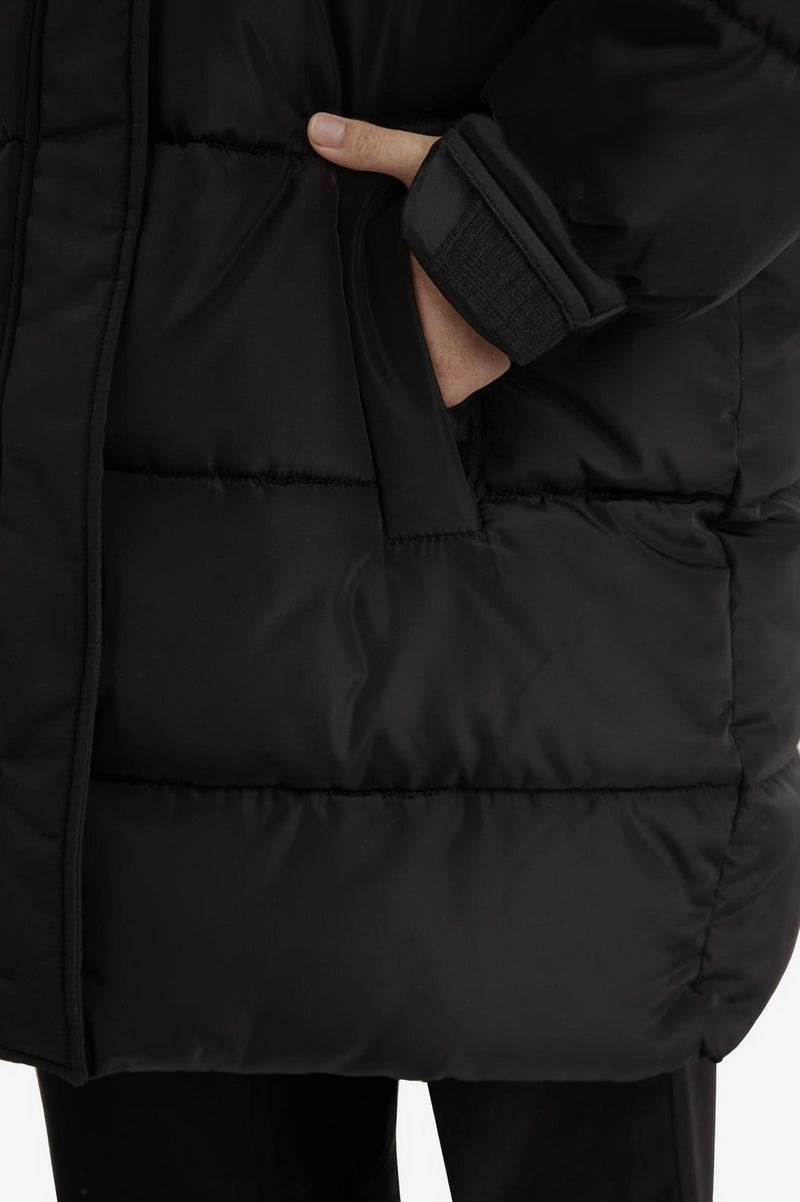 DeFacto Black Girl Girl Hooded Zippered Waterproof Puffer Jacket Casual - Image 3